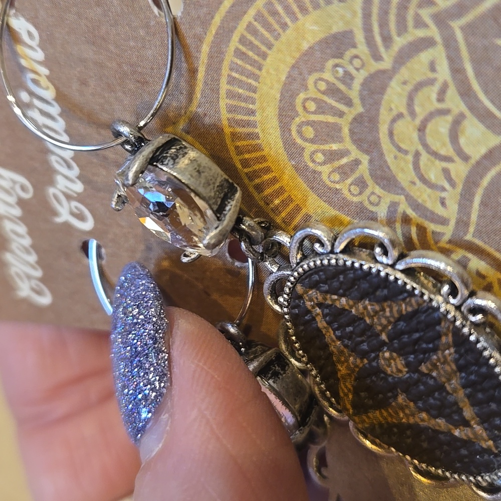Upcycled Designer Inspired Handmade Dangle Earrings - Picture 7 of 8